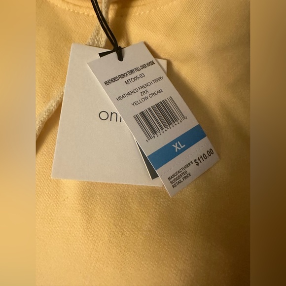 NWT - ONIA HEATHERED FRENCH TERRY PULL- OVER HOODIE COLOR - YELLOW CREAM - Picture 3 of 8